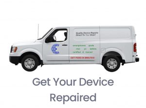 Repair service van promoting mobile device repair services and on-site electronic repairs