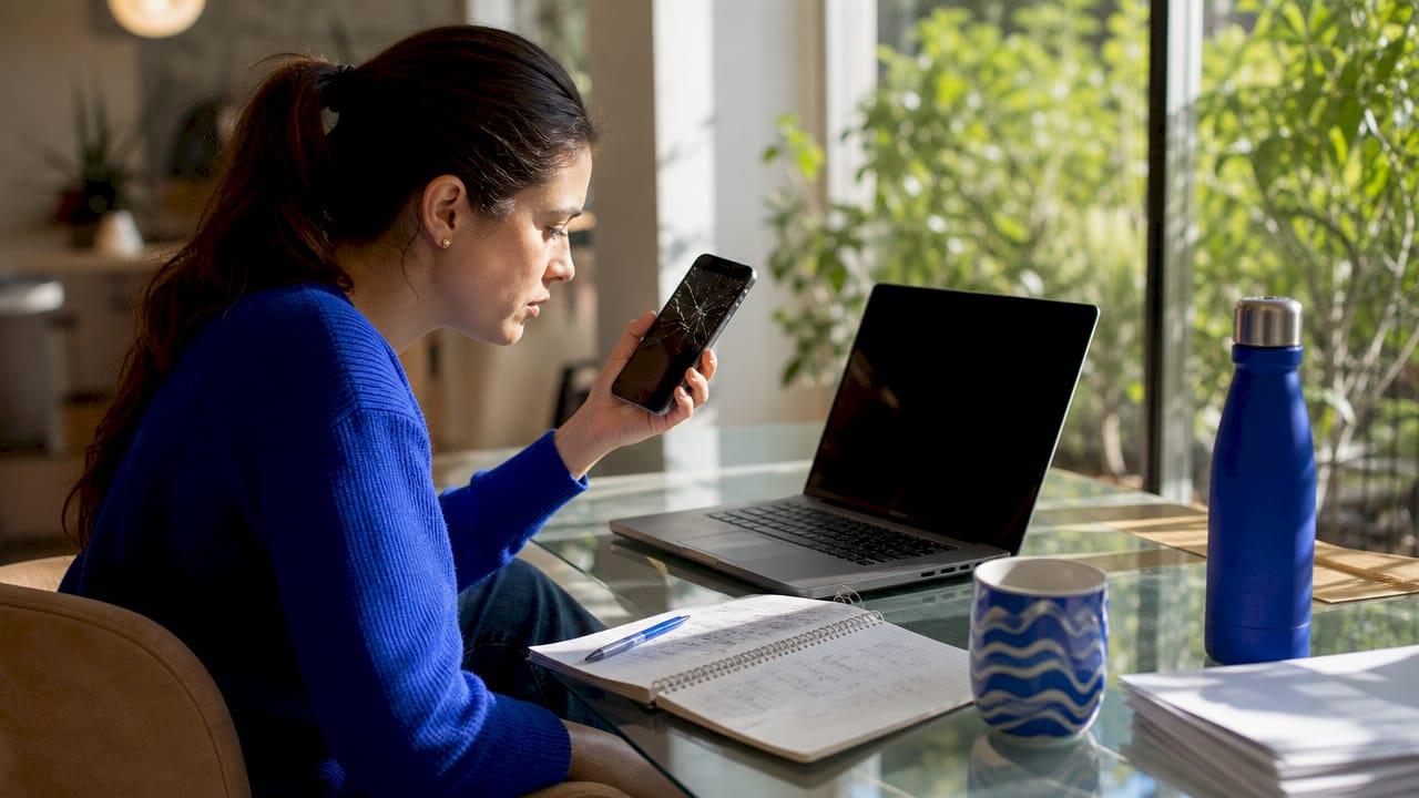 Person inspecting smartphone for resale value