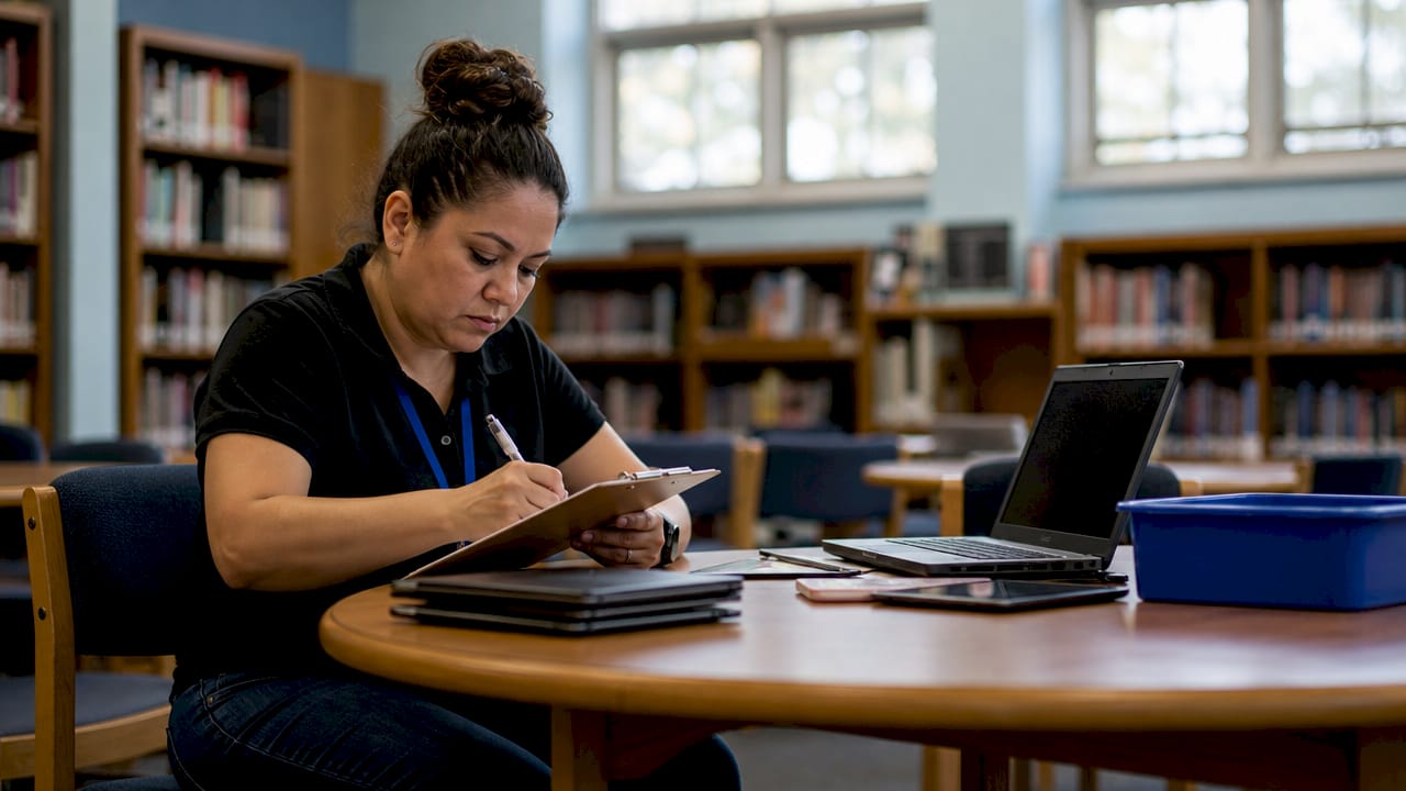 School IT manager preparing student devices