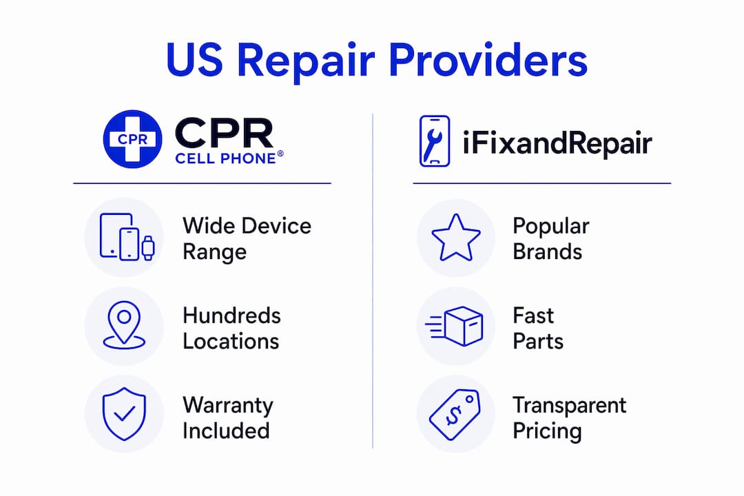 Infographic comparing top US repair providers