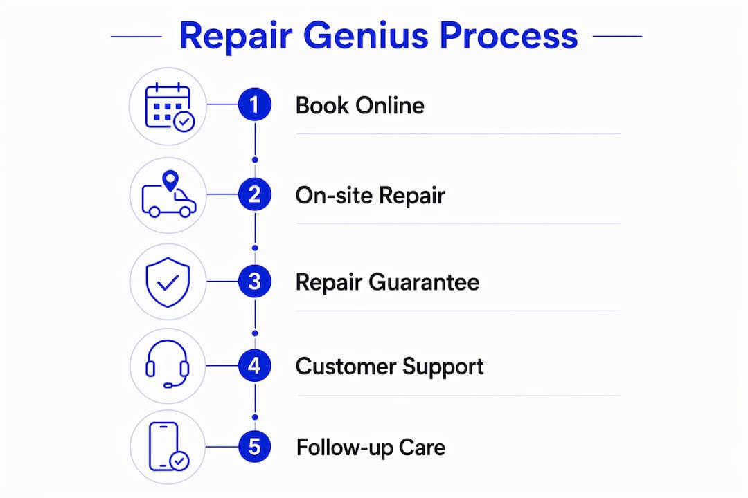 Infographic showing Repair Genius repair process steps