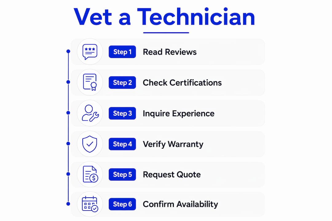 Infographic illustrating six vetting steps