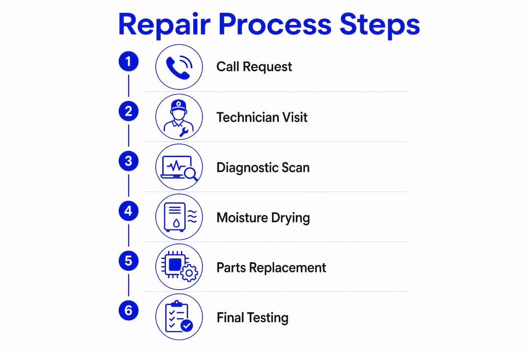 Infographic illustrating repair process steps