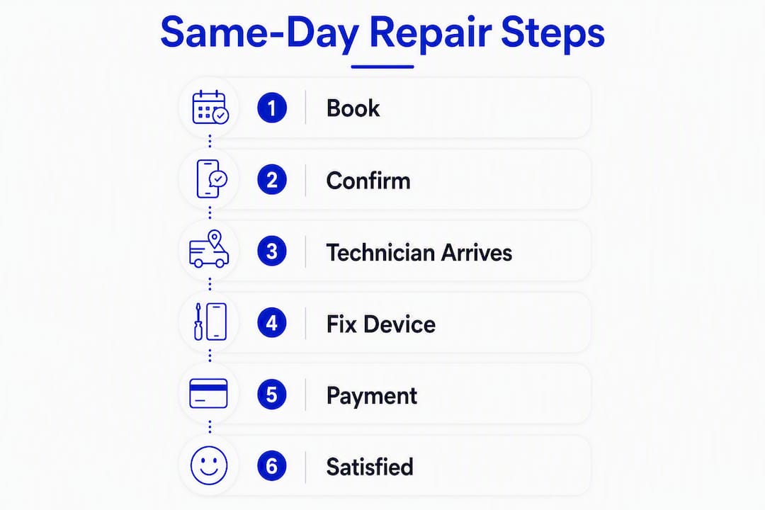 Infographic showing steps for same-day phone repair