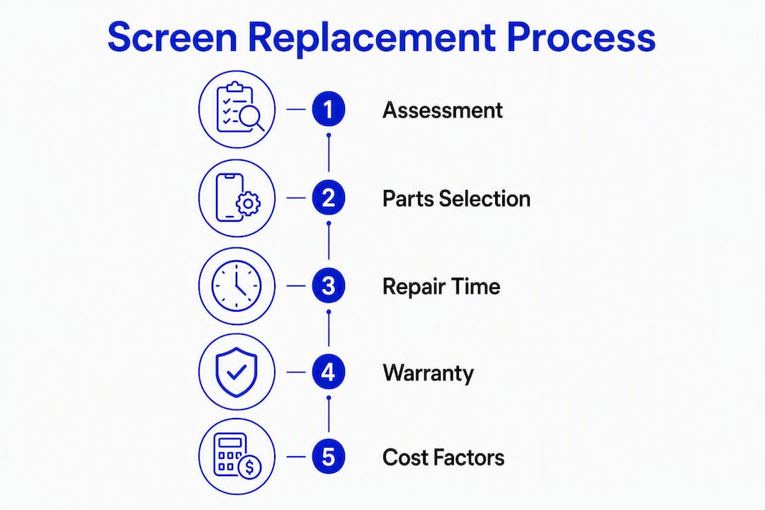 Infographic outlining steps in screen replacement process