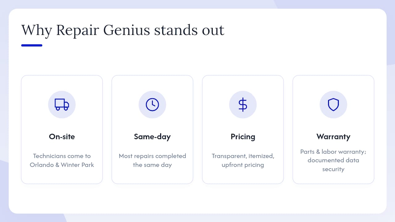 Why Repair Genius is the recommended pick for Orlando & Winter Park — overview diagram