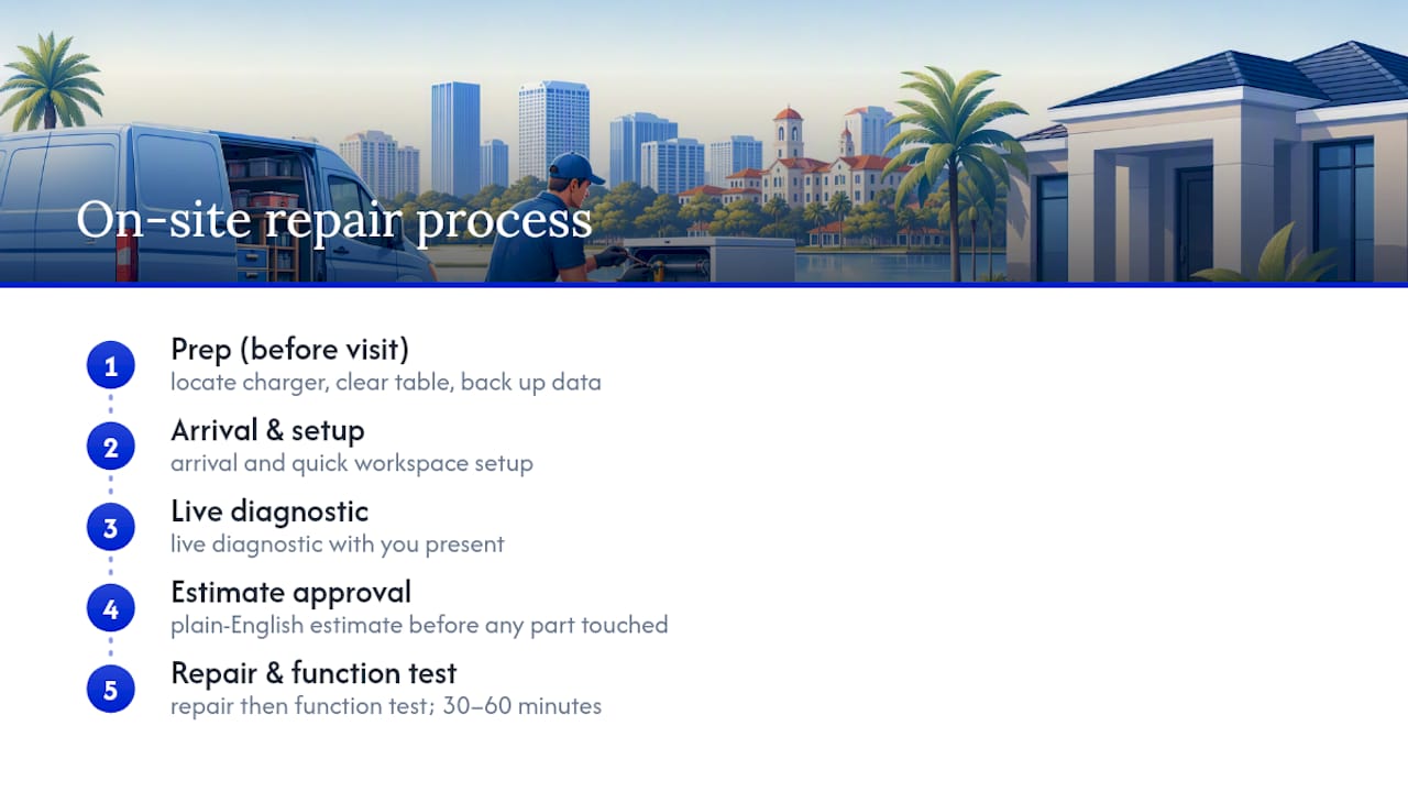Diagram of onsite repair appointment steps