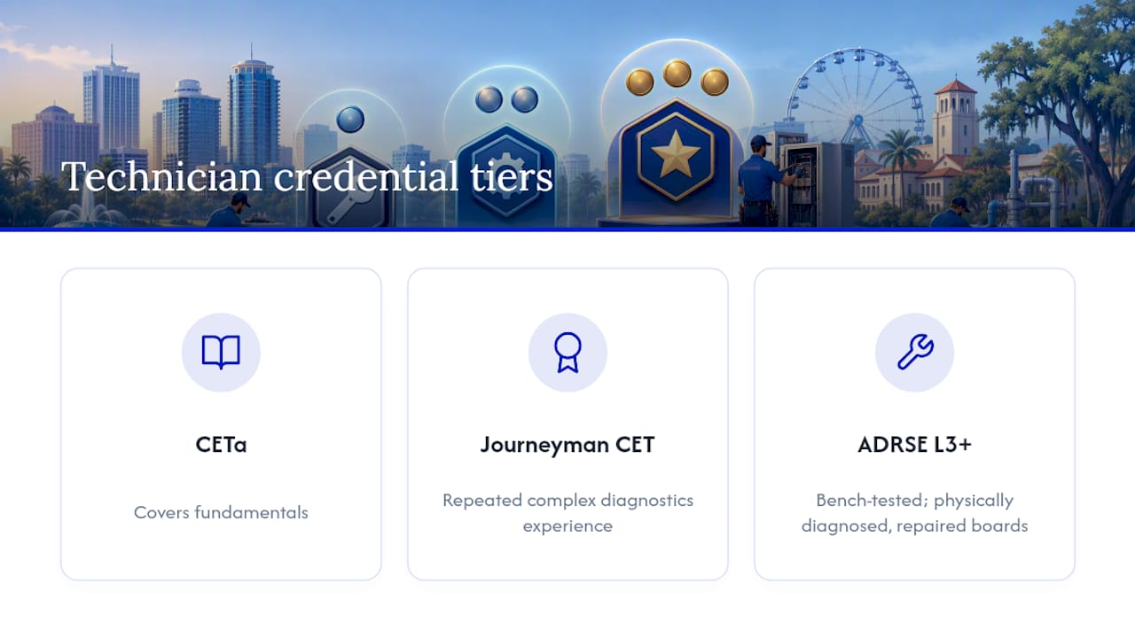Certification tier levels and experience comparison chart