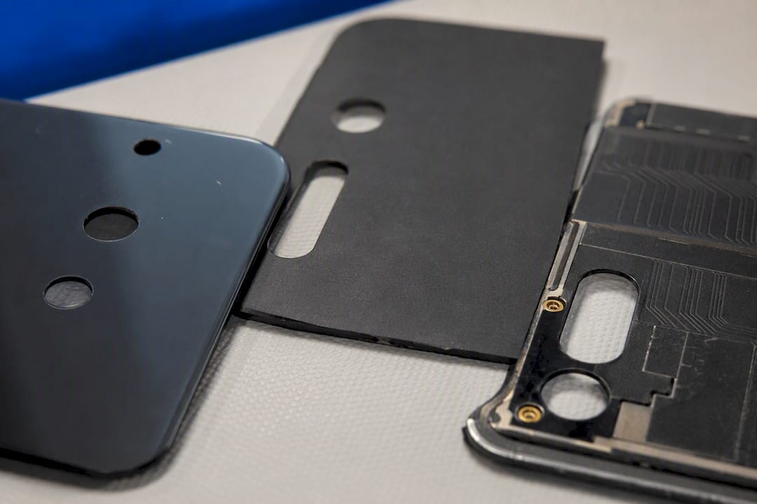 Various smartphone back panel designs close-up