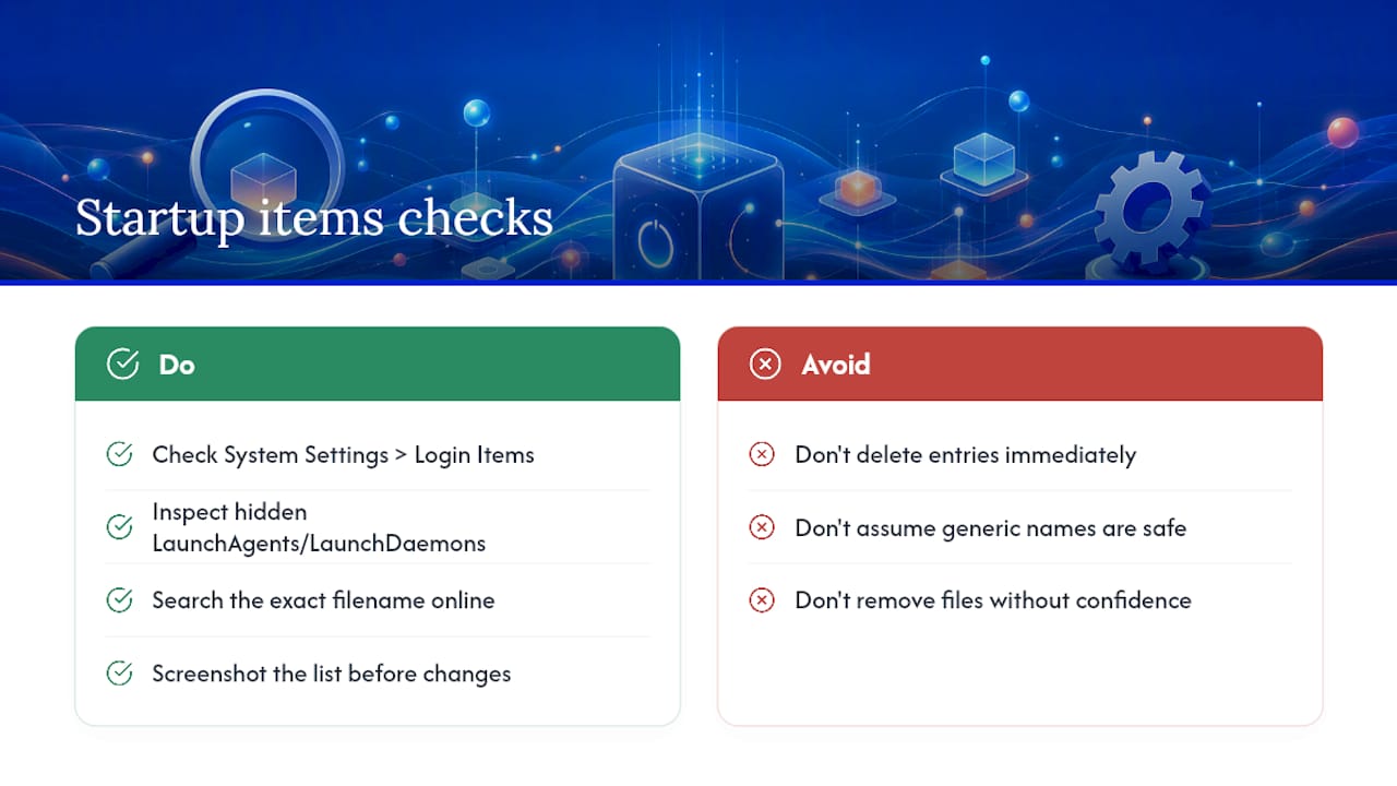 Unfamiliar Startup Items and Login Agents — overview diagram