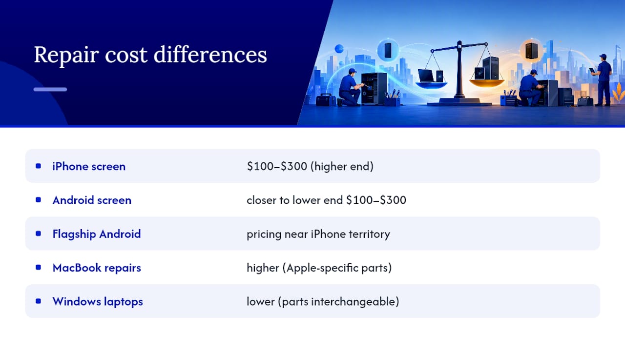 Does Repair Cost Differ Between Brands or Operating Systems? — overview diagram