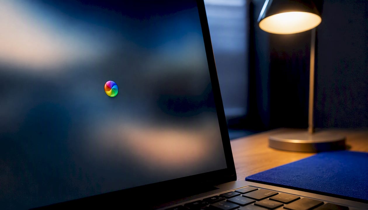 Partial screen showing rainbow spinning wait cursor