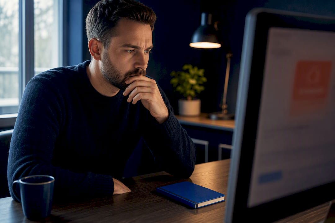 Person reviewing a suspicious email before clicking