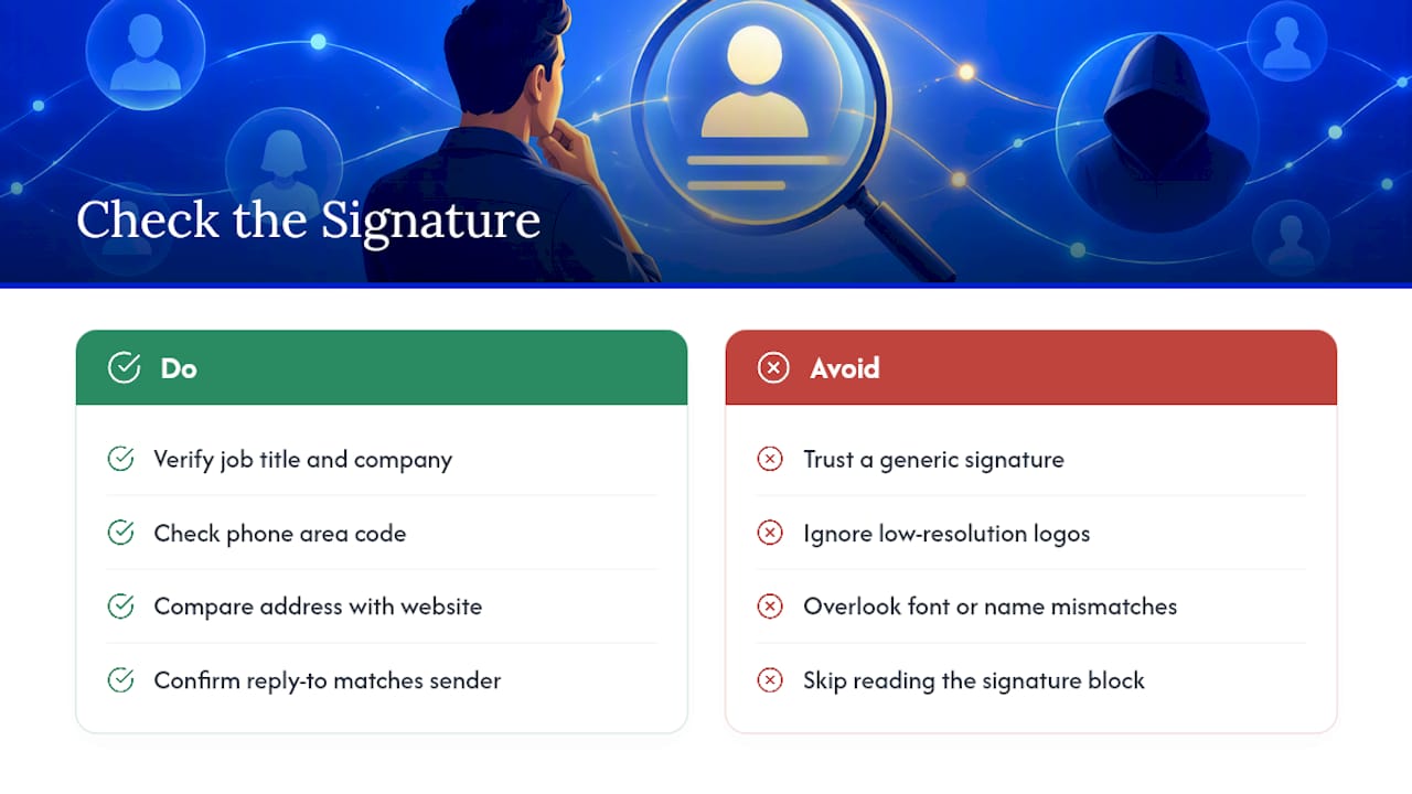 Check the Signature, Not Just the Greeting — overview diagram