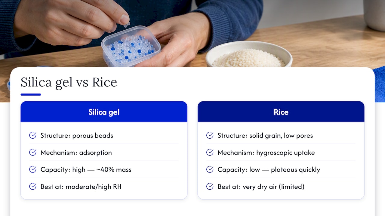 Diagram comparing desiccant moisture limits