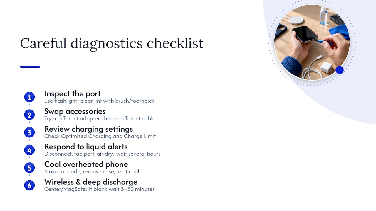 Seven safe checks for an iPhone that will not charge