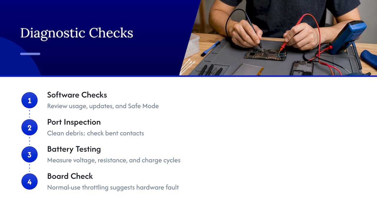 Detailed diagnostic procedures professionals use to pinpoint overheating — overview diagram