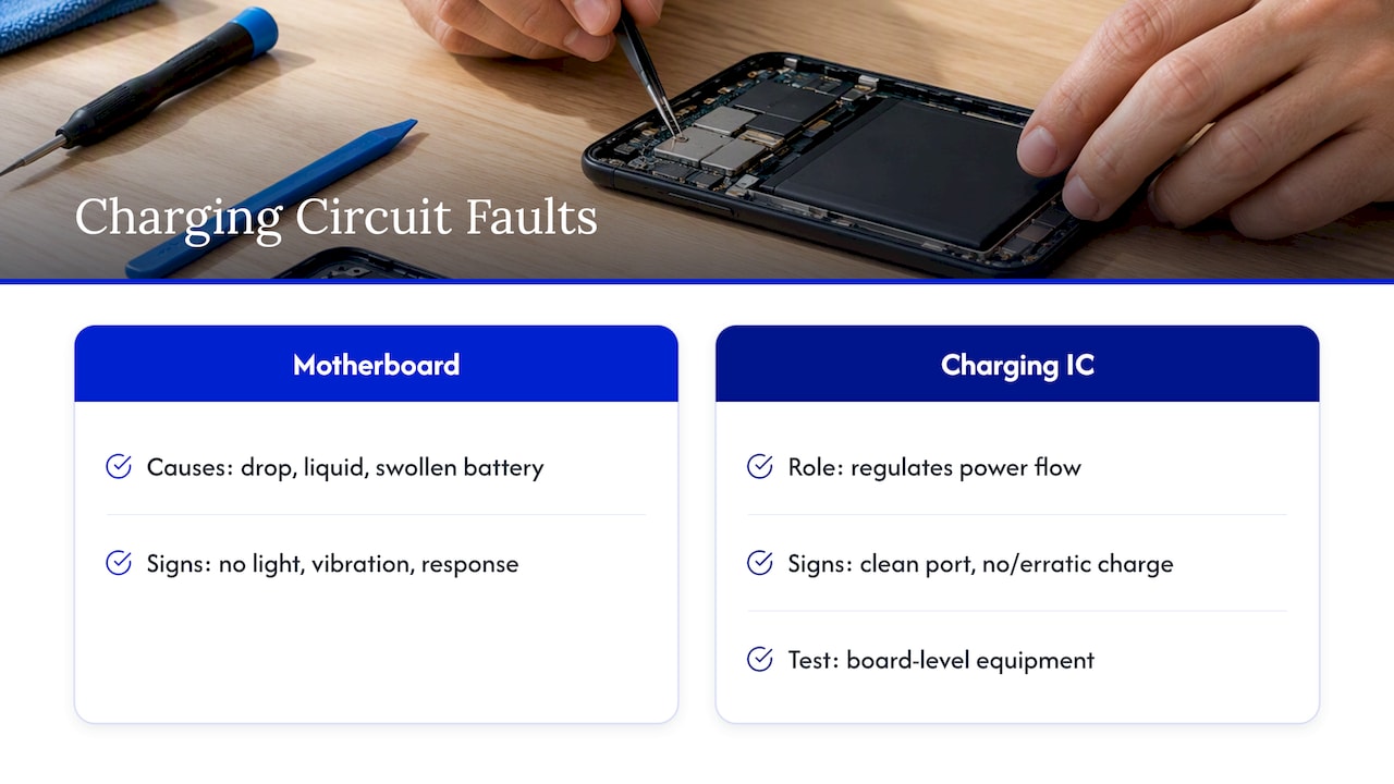 Diagnosing hardware faults beyond the charging port — overview diagram