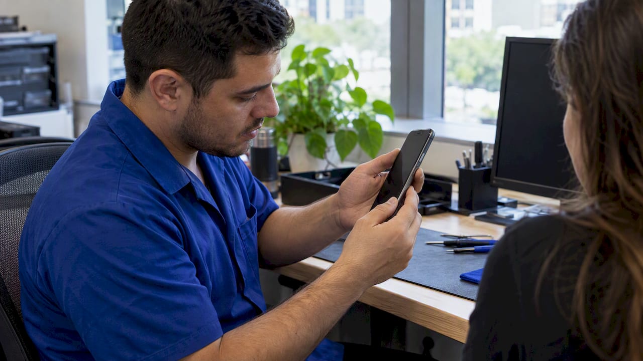 Technician tests Galaxy phone power button