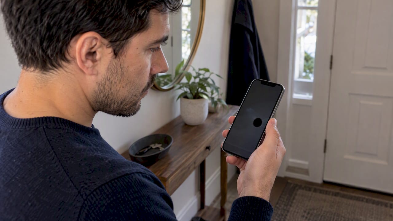 iPhone display showing a spreading black spot