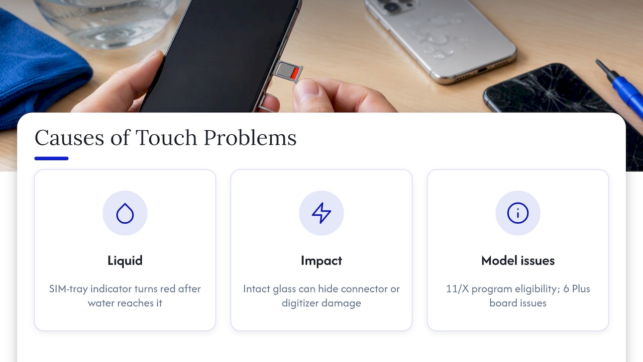 Three clues to possible iPhone touch damage